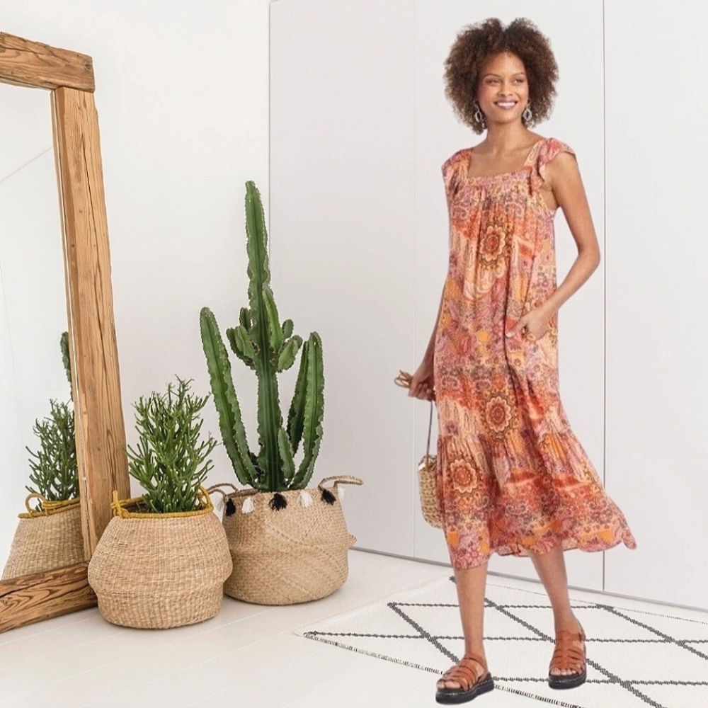 Knox Rose Square Neck Flutter Sleeve Maxi Dress